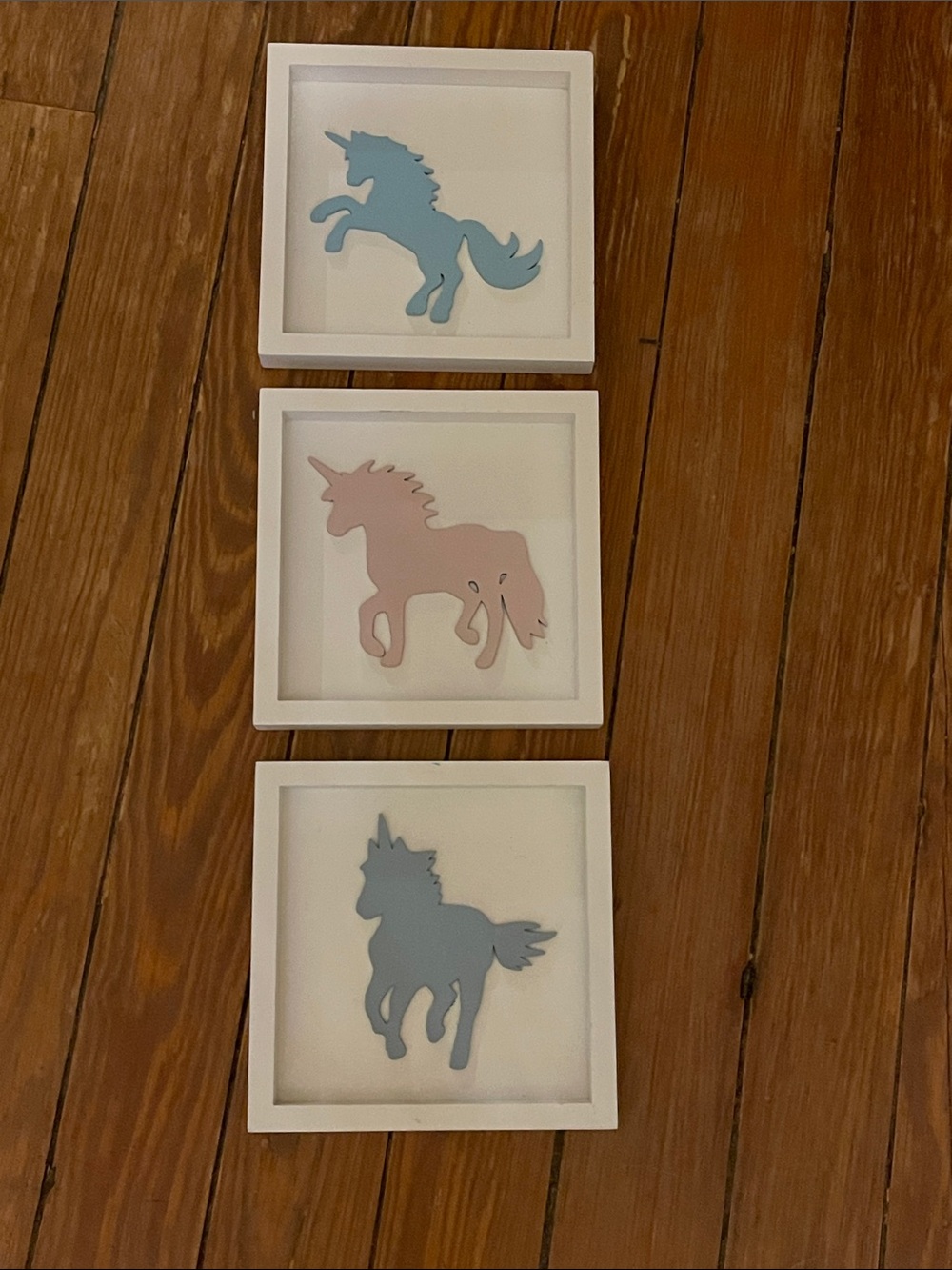 Unbranded Pastel Unicorn Wall Art Set - Pink & Blue 7”x7”